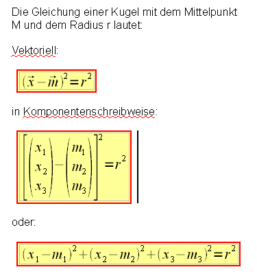 Kugelgleichung