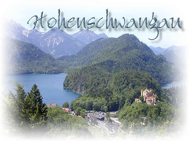 Schloss Hohenschwangau - links der Alpsee, rechts der Schwansee