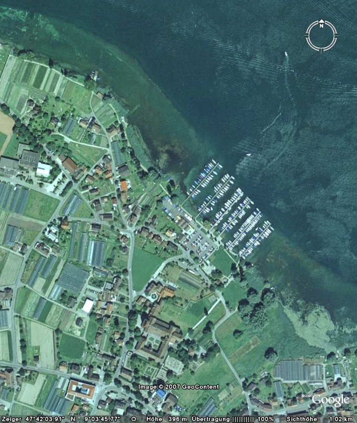 Reichenau, Mittelzell, Satellitenbild © Google Earth