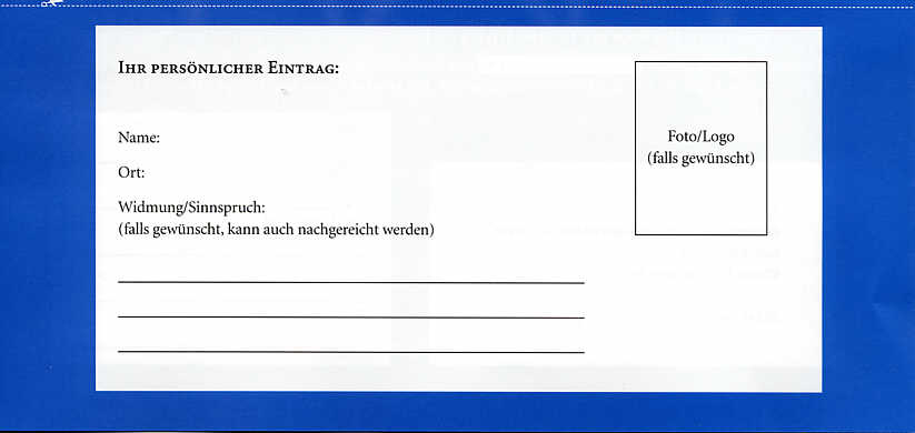 Mein/ Unser persönlicher Eintrag