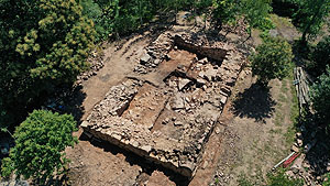 Luftbild der Ausgrabungsstätte auf dem Purpurkopf. © T. Laurent, Archéologie Alsace