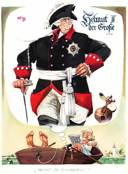 »Helmut II. der Große« – Karikatur auf die Umbettung Friedrichs des Großen. Horst Haitzinger, München 1991
