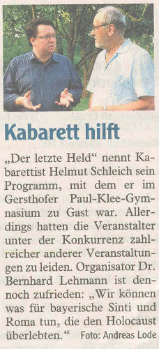 Artikel über Helmut Schleich aus der AZ vom 07.07.2009