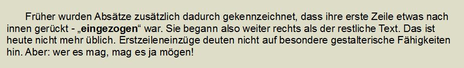 Erstzeileneinzug