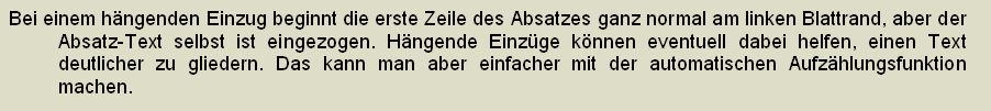 Hngender Einzug