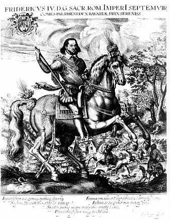 Reiterbildnis des Kurfürsten Friedrich IV. von der Pfalz. Kupferstich von Jacques Grandhomme, um 1608