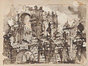 Klebeband 2: Architekturstudien mit Brücken und Triumphbögen. Foto: SKK