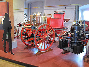 Schloss Salem, Dampffeuersprize im Feuerwehrmuseum. Foto: Petra Gericke, ssg.