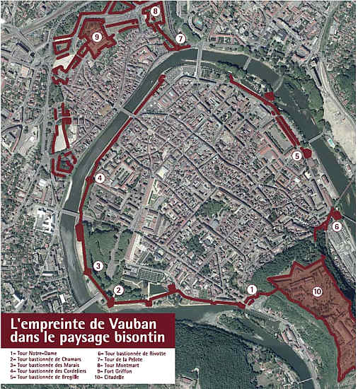 Plan der Festungsanlagen © Ville de Besançon